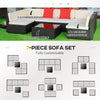 7 Pieces Patio Furniture Set, Rattan Conversation Set Garden Wicker Sofa Set with Washable Cushions and Coffee Table, All Weather PE Rattan Sectional Sofa, Beige