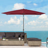 6.5x10ft Patio Umbrella, Rectangle Market Umbrella with Aluminum Frame and Crank Handle, Garden Parasol Outdoor Sunshade Canopy, Wine Red