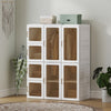 Portable Wardrobe, Foldable Plastic Closet with 8 Compartments, 2 Hanging Rods and Magnetic Clear Doors
