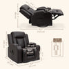 Swivel Massage Recliner Chair Rocker, Overstuffed Manual Reclining Sofa, PU Leather Rocking Chair with Side Pockets, Cup Holders, for Living Room, Nursery