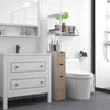 Tall Bathroom Storage Cabinet, Narrow Bathroom Cabinet with Drawers and Open Shelves for Small Spaces, Natural Wood
