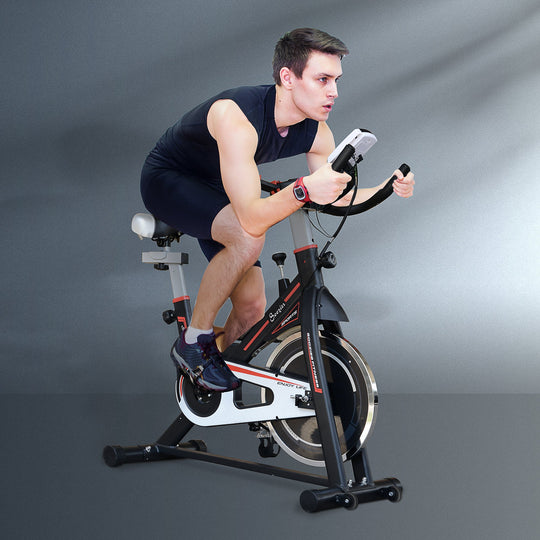 Upright Stationary Exercise Bike, Cardio Workout Training Bicycle w/ Adjustable Resistance LCD Monitor, Black
