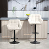 Swivel Barstools Set of 2 Adjustable Bar Stools with Footrest Armrests and PU Leather Back for Dining Room, Cream White
