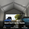 7.9' x 6.6' Garden Storage Tent, Patio Storage Shelter w/ Metal Frame and Double Zipper Doors, Light Grey