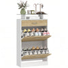 Shoe Cabinet, Slim Shoe Organizer Cabinet with 2 Flip Drawers, Adjustable Shelves, Drawer and Glass Top