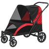 Foldable Pet Stroller for Medium Dogs with Four Big Wheels, Shock-Absorbing Frame, Safety Leashes, Brakes, Black