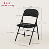 Set of 4 Metal Foldable Chairs, Linen Fabric Padded Folding Chairs with Cushion Seat and Open Back for Indoor, Black