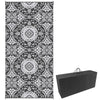 Portable Outdoor Rug with Carry Bag, 9' x 18' Reversible Mat, Waterproof Plastic Straw RV Rug for Backyard, Deck, Picnic, Beach, Camping, Gray & White Flower