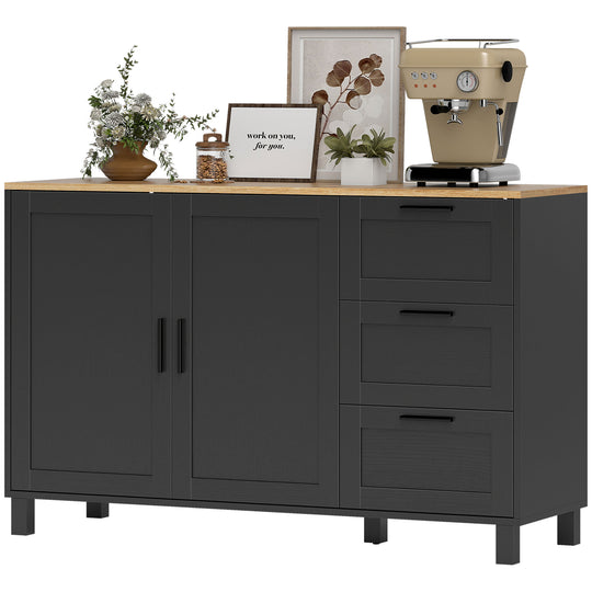 Buffet Cabinet with Soft-Close Doors, Modern Sideboard with 3 Drawers for Living Room, Kitchen, Dining Room, Black