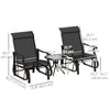 3PCs Gliding Rocking Chair & Bistro Tea Table Set, Black