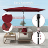6.6x9.6ft Rectangle Aluminum Tilt Patio Umbrella, Garden Market Parasol, Outdoor Sunshade Canopy with Crank, Wine Red