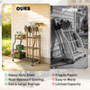 Garden Tool Organizer for Garage, 3-Tier Yard Tool Storage Rack with 74 Slots, 4 Wheels and 11 Hooks