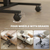 Height Adjustable Standing Desk, Pneumatic Sit Stand Desk with Wheels and Headphone Hook, Rustic Brown