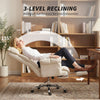 Desk Chair, Computer Office Chair with Footrest, Adjustable Backrest and Headrest, Cream White