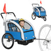 2-in-1 Bike Trailer for Kids, Foldable 2-Seat Baby Stroller with 5-Point Harness, Rubber Wheels, Storage Bag