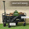 Collapsible Folding Garden Cart, Heavy Duty Lawn Wagon with Universal Wheels and Adjustable Handle, Black