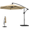 9.7 ft Offset Patio Umbrella with Water/Sand Fillable Weights, Garden Hanging Parasol with Locking Latch, Khaki
