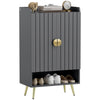Entryway Shoe Storage Cabinet, Narrow Shoe Cabinet with Adjustable Shelves and Open Shelf for 15 Pairs of Shoes, Grey