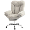 Criss Cross Chair with Wheels, Waterfall Armrests, Overstuffed Wide Office Chair with Footrest, Light Grey