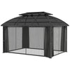 13' x 10' Patio Gazebo, Double Roof Outdoor Gazebo Canopy Shelter with Curtains and Aluminium Frame for Garden, Black