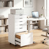 File Cabinet on Wheels Mobile Printer Stand with 5 Drawers for Home Office White