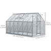 6' x 12' x 6.5' Walk-in Greenhouse, Polycarbonate Greenhouse with Adjustable Roof Vent, Base, Sliding Door