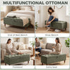 Storage Ottoman Bench, Linen-Look Upholstered Seat, 264 LBS Capacity, End of Bed Bench, Green