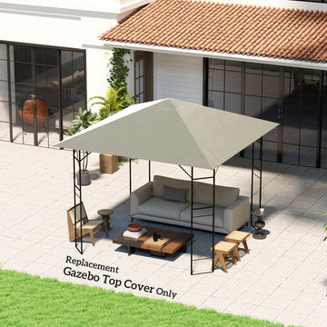 10' x 10' Gazebo Canopy Replacement Cover, Garden Gazebo Roof Replacement, UPF30+, TOP COVER ONLY, Grey