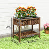 Wooden Raised Garden Bed, Elevated Planter Box with Storage Shelf, Drainage Holes and Liner, 34