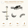 4Pcs Cat Wall Shelf with Scratching Post, Cat Wall Shelves for Relaxing, Climbing, Cat Wall With Soft Ladder, Hammock, Play Balls, Grey