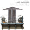8ft Half Round Umbrella Outdoor Balcony Parasol Patio Garden Outdoor Window Sun Shade w/ 5 Ribs