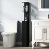 Tall Bathroom Storage Cabinet, Narrow Bathroom Cabinet with Drawers and Open Shelves for Small Spaces, Black