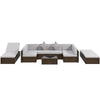 9 Pieces Wicker Patio Furniture Set with Cushion, Light Grey