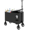 60-Qt Outdoor Patio Cooler Cart, Rolling Ice Chest with Adjustable Handle, Wheels, Bottle Opener, Drainage, Black