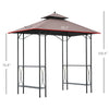 8' x 5' Grill Gazebo Double Tiered Tent Pavilion Grill Canopy Garden Sun Shade with 2-Tires Shelf