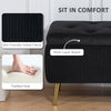Storage Ottoman Bench, 43 Inch Large Storage Chest with Steel Legs and Padded Seat, Foot Rest, Load 485 lbs, Black
