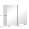 Bathroom Mirror Cabinet, Wall-Mounted Storage Organizer with Double Doors, Adjustable Shelf, White