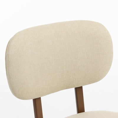 Upholstered Linen Fabric Kitchen Chairs, Modern Dining Chairs Set of 2 with Metal Legs, Beige