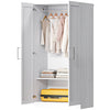 Wardrobe Cabinet with 2 Doors and Hanging Rod, Modern Armoire Wardrobe Closet for Bedroom