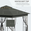 10'x10' Soft-top Steel Patio Gazebo Outdoor Sun Shelter with 2-Tier Polyester Roof, Curtain Sidewalls, Grey