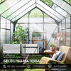 6' x 10' x 6.6' Polycarbonate Greenhouse, Walk-In Green House Kit Garden, Plants Grow, Galvanized Sheet Aluminum Frame with Rain Gutter, Vents and Sliding Door, Grey
