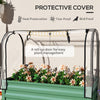 Raised Garden Bed with Cover, Metal Elevated Planter Box with Bottom Shelf and Liner, Green