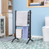 8-Bar Heated Towel Warmer Rack with Built-in Timer and LED Indicators, Wall Mounted & Free Standing Carbon Steel Electric Towel Bar with Adjustable Temperature, Black