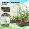 Metal Raised Garden Bed with Trellis, Galvanized Garden Bed Kit Outdoor Garden Box with Trellis, Dark Grey