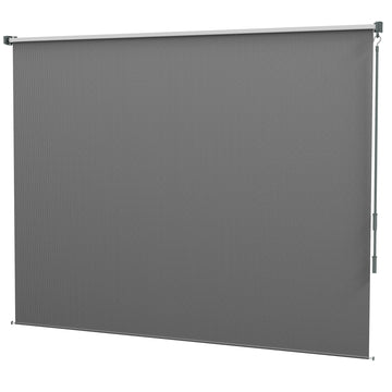 8' x 6' Patio Door Blinds, Outdoor Roller Shades, Cordless Roll Up Shade for Porch Gazebo, Light Grey