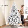 6ft Snow Flocked Christmas Tree with 650 Branch Tips, Hinged Design, Artificial Fir Xmas Tree, Green and White
