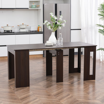 Extendable Dining Table, Expandable Kitchen Table for Small Spaces, Seats up to 6 People, Dark