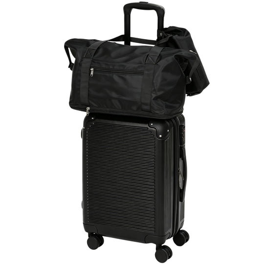 3-Piece Luggage Set, Expandable Carry On Suitcase Set with Travel Duffel Bag, Toiletry Bag, TSA Lock, Hard Shell, Black
