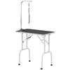 Foldable Pet Grooming Table for Dogs Cats with Adjustable Arm, Non-slip Surface, Black
