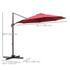10ft Cantilever Patio Umbrella with 360° Rotation, Crank & Cross Base for Garden Deck Pool Backyard, Wine Red